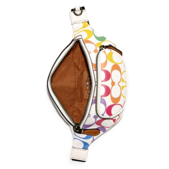 New Coach CJ682 Sprint Belt Bag 24 In Rainbow Signature Canvas Chalk Multi - Picture 3 of 5